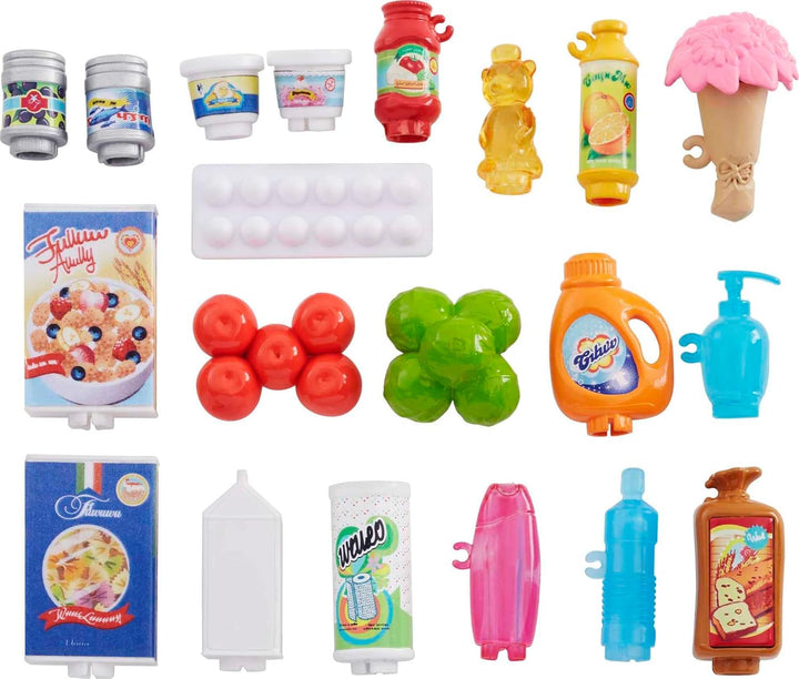 Doll & Playset, Supermarket with 25 Grocery Store-Themed Accessories Including Food, Check-Out Counter & Shelves