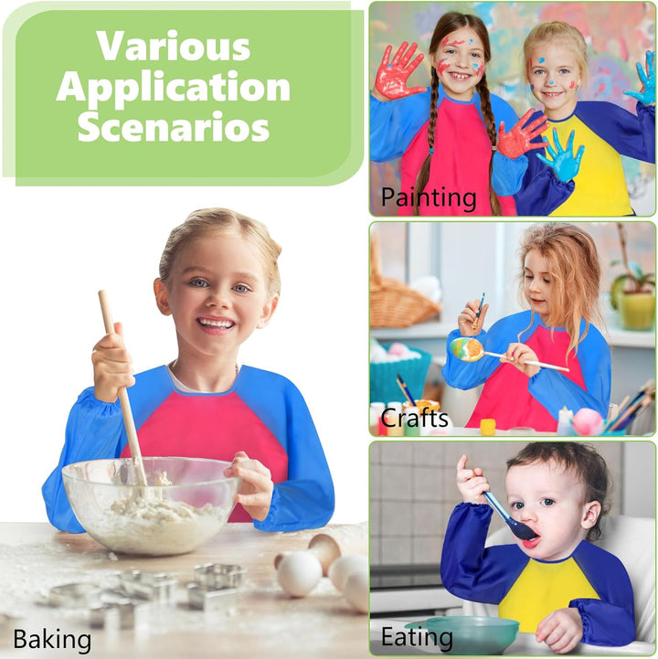 2 Pack Kids Art Smock, Kids Painting Apron, Toddler Smock Artist Painting for 2-4 Years, Waterproof with Long Sleeve