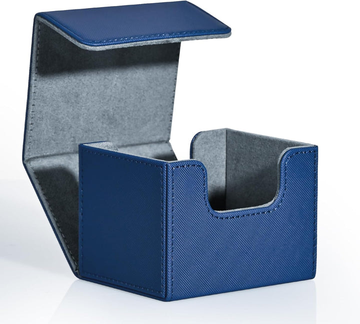 Card Deck Box for Trading Cards, MTG Commander Deck Box Holds 120+ Single Sleeved Cards, Leather Magnetic Card Storage Box Fits for TCG CCG Magic Cards (Black)