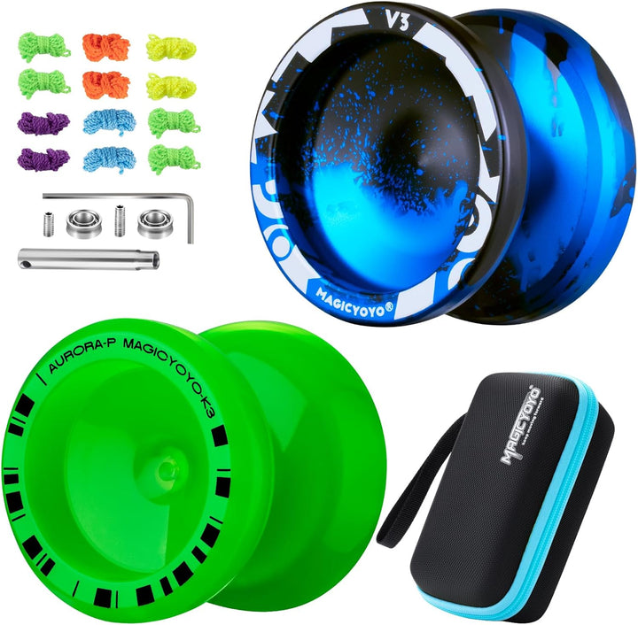 V3 Yoyo for Kids 8-12 or Above, Responsive Yoyo Professional with Dual Function, Professional Trick Yo Yo for Adults with 12 Yo-Yo Strings, KK Bearing, Bearing Puller, Axle,Case Bag -Black