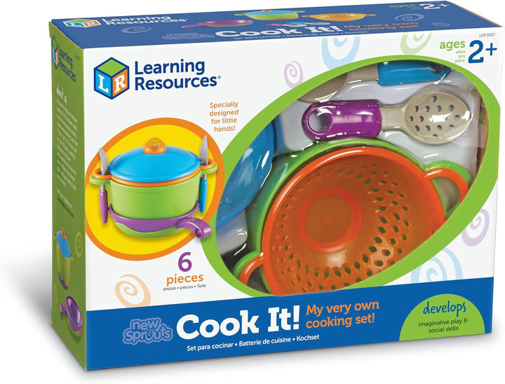 New Sprouts Cook It!, 6 Pieces, Ages 2+ Pretend Play Food for Toddlers, Preschool Learning Toys, Kitchen Play Toys for Kids