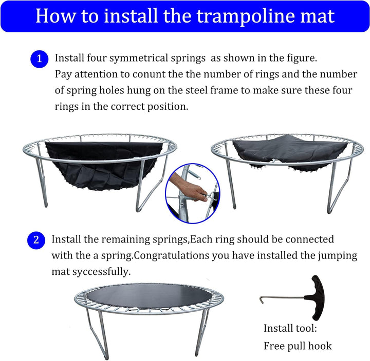 Replacement Trampoline Mat Fits 16 Foot Frame ，171.9“/14.31Ft Diameter with 108Rings,Fits 6.5-7.0" Spring,W/Pull Hook and Gloves