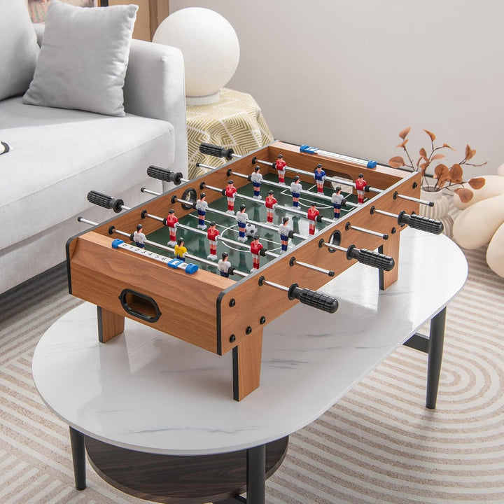 Tabletop Foosball Game, 27” Mini Foosball Table with 2 Balls & Score Keeper, Easy Assembly Compact Indoor Table Soccer Game for Kids Adults Family