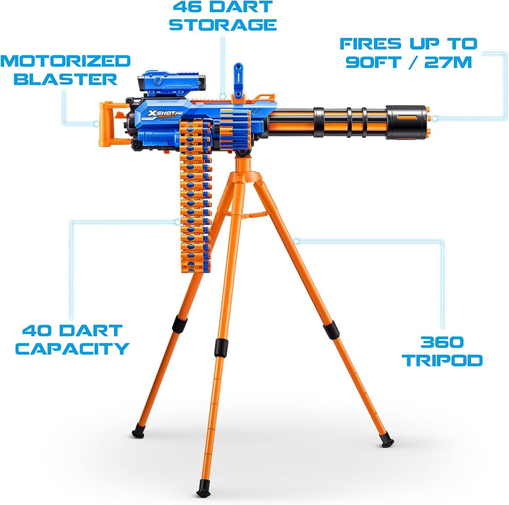 X-Shot Insanity Motorized Rage Fire by  72 Darts, Air Pocket Technology Darts, Dart Storage, Blasting Power, Auto Feeding Belt, Tripod & Scope, Outdoor Toy for Boys, Girls, Teens, Adults