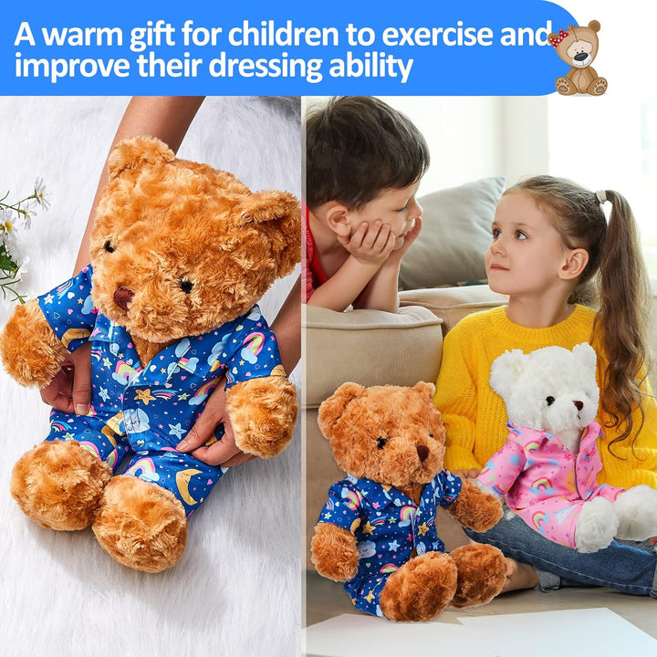 2 Pcs Pj'S Bear Clothes Outfit, Fit Most 12-16 Inch Bears Stuffed Clothes Pajamas Plushy for Stuffed , Pre Kindergarten Toys(Blue,Pajamas)