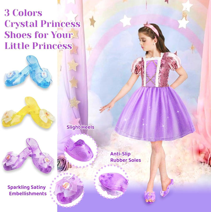 Princess Dress up for Girls 3-6, Dress up Clothes for Girls with Princess Shoes Toy, Birthday Gift for Toddlers Girls
