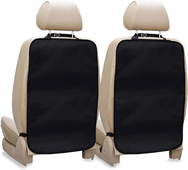 2 Pack Large Back Seat Protector for Kids Feet | Premium Waterproof Kick Mats | Durable Black Backseat Cover for Child to Protect from Dirt, Mud & Scratches | Automotive Travel Accessories