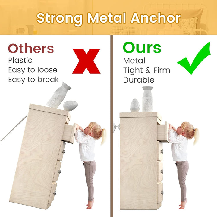 Furniture Anchors (10 Pack) for Baby Proofing, Furniture Straps anti Tip Furniture Anchor Securing 400 Lbs/Keep Baby Pet Safety from Falling Furniture, Metal White Earthquake Straps