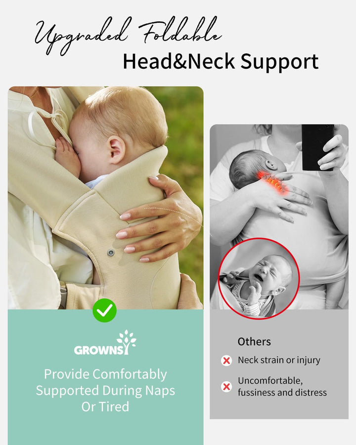 Baby Carrier Newborn to Toddler, Cozy Baby Wraps Carrier, Ergonomic Baby Carrier with Head Support, Cream