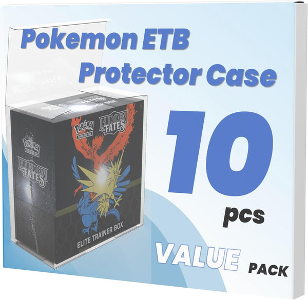PET Elite Trainer Box Case Protectors - 10 Pack Clear PKMN Display Case - 0.5Mm Thick Crystal Clear Protection