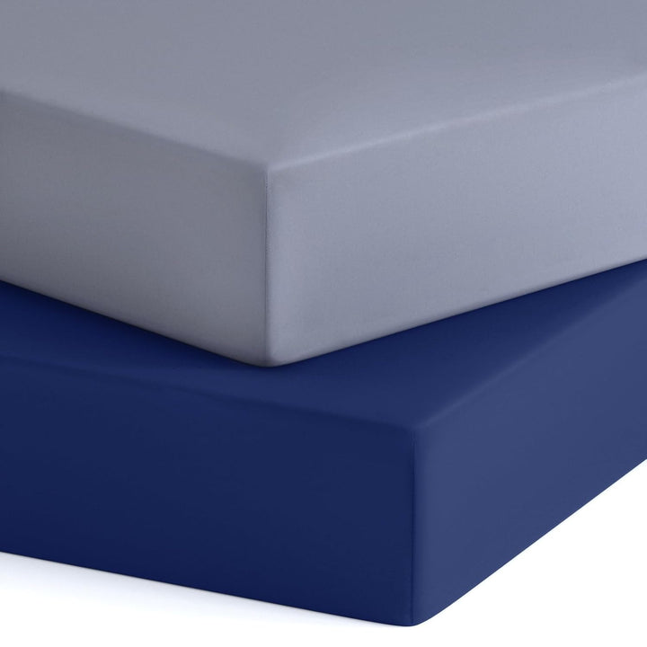 Pack and Play Sheets Boy Girl, 2 Pack Portable Playard Sheet Fits for Graco Pack N Play, Snug Fit Breathable Soft Fitted Playpen Sheet, Mini Crib Sheets, Grey & Navy