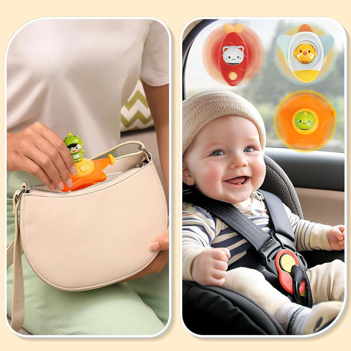 Suction Cup Spinner Toys for 1 2 3 Years Old Boys Girls, Bath Toys for Toddlers 1-3, Travel Toys for Kids Car Rides Flight Trip, Novelty Spinning Top for Baby Gifts