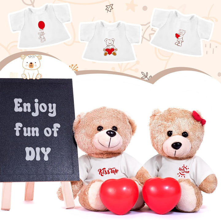 24 Pcs Stuffed Bear Clothes Fit 8-12 Inches Stuffed Dolls Bulk Tshirt Sublimation Blank Stuffed Animal Shirt Plush Bear T Shirt DIY for Giveaways Gift Bags Party