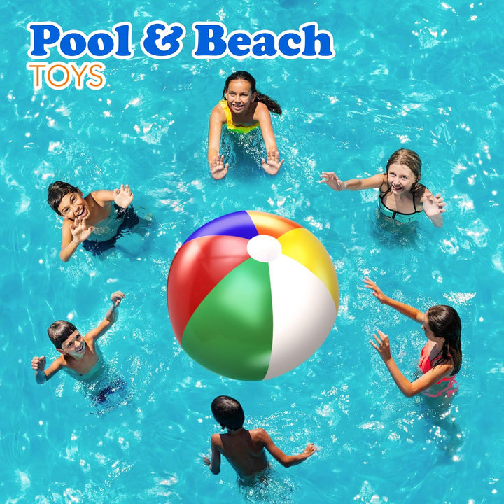 Beach Balls [3 Pack] 20" Inflatable Beach Balls for Kids - Pool Games Toys for Kids & Toddlers, Classic Rainbow Color