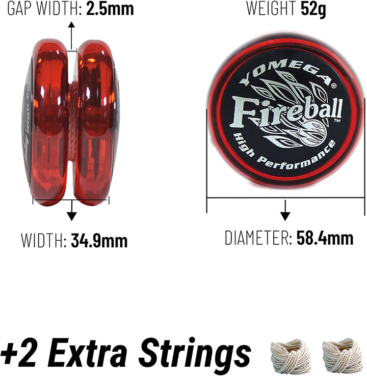 Fireball Yoyo -HIGH Performance Responsive Transaxle Yoyo, Great for String Tricks for Advance Players to Perform like Pros + Extra 2 Yo Yo Strings & 3 Month Warranty (Red/Black)
