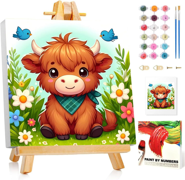 Paint by Numbers Kit for Kids with Frame, Sea Turtles Paint by Number with Frame, Paint by Number Kids Age 5-8-12 for Gifts and Home Decor (8X8Inch)