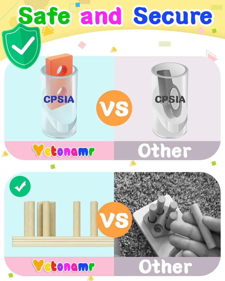 Montessori Toys for 1 2 3 Years Old Boys Girls Birthday Gifts, Wooden Sensory Toys for Ages 2-4 Kids Baby, Toddler Learning Toy Activities Puzzles Ages 1-3