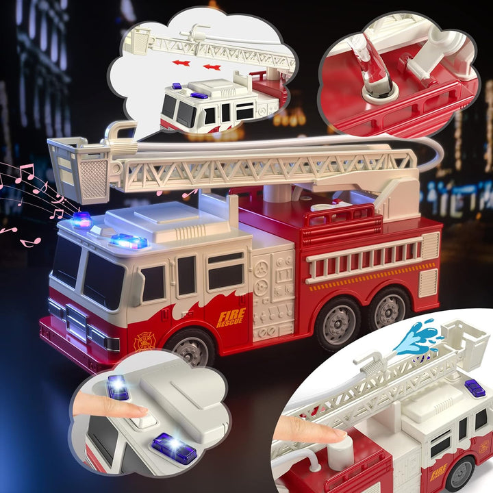4 Pack Emergency Vehicle Toys for Kids 3 4 5 6 7 8 Years Old, Helicopter, Police Car, Fire Truck, Ambulance Friction Powered Toys for Toddlers, Gifts for Age 3-12 Boys Girls
