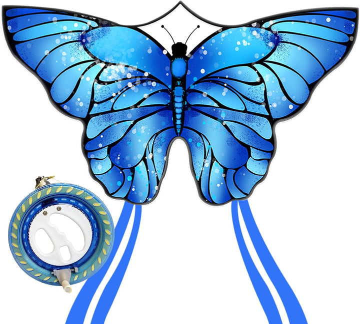 Butterfly Kites for Kids and Adults, Easy to Fly Large Single Line Kite for Boys and Girls - 55" X 28" Beach Kite for Beginners, 300Ft String Handle Included