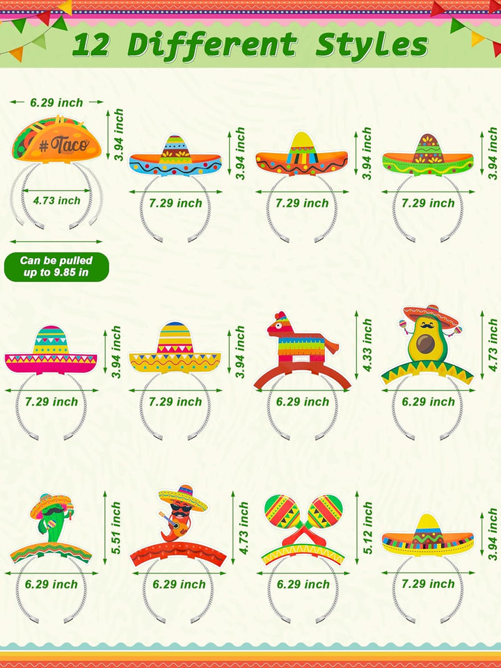 Sombrero Party Hats, Mexican Sombrero Headbands, Colorful Cardboard Cinco De Mayo Headbands, Fiesta Sombrero Headbands