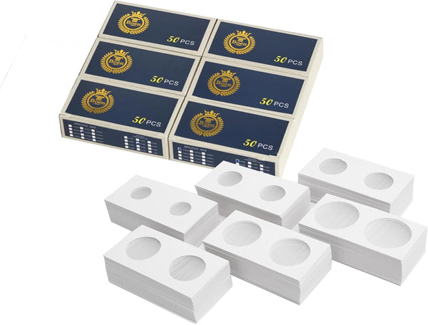 300PCS Coin Flips in 6 Sizes Cardboard Coin Holders for Colletors 2X2 Inch Coin Cardboard Coin Flips for Coin Collection (Coin Flips 6-300)