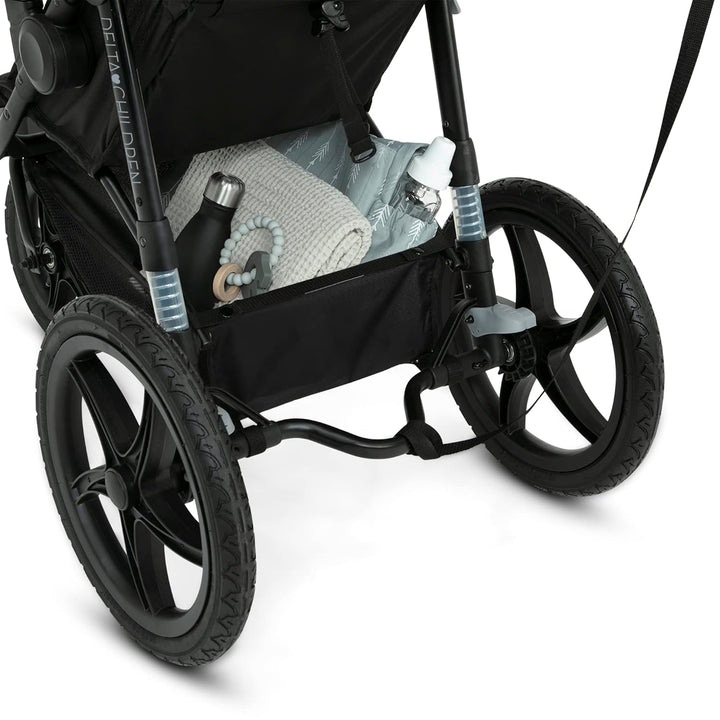 Apollo Jogging Stroller - Shock Absorbing Frame with Large Canopy & Recline - Car Seat Compatible, Black