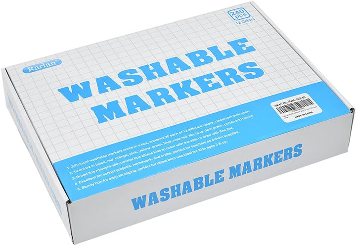 Washable Markers Bulk, Markers for Kids, Bulk Pack, 12 Colors, 240 Count