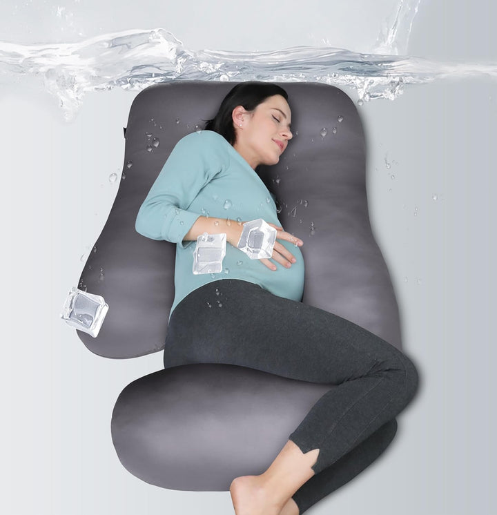 Pregnancy Pillows for Sleeping - U Shaped Full Body Maternity Pillow with Removable Cover - Support for Back, Legs, Belly, HIPS - 57 Inch Pregnancy Pillow for Women - Grey