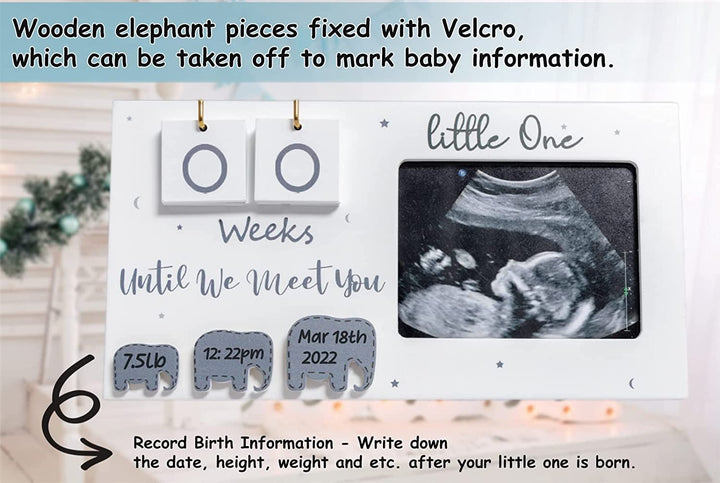 Sonogram Picture Frame, Ultrasound Photo Frame with Baby Countdown Weeks, Expecting Parents to Be Pregnancy Gift Congratulations Pregnancy Must Have Grandparent Baby Announcement First Time Mom to Be