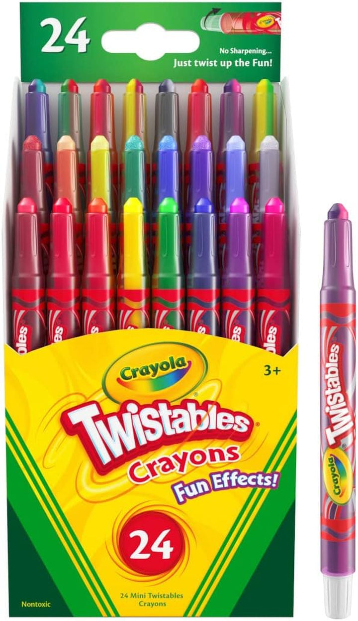 Twistables Crayons for Kids (24Ct) Essential School Supplies for Girls & Boys, Toddler Coloring, Less Mess, Back to School Gifts for Kids