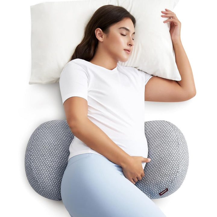 Portable Pregnancy Pillow – W Shaped Maternity Support for Side Sleepers, Adjustable Travel Wedge Pillow for Back, Belly, and Hip Relief, Ideal for Pregnant Women, Deep Grey