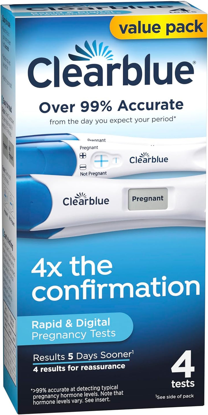 Pregnancy Test Combo Pack, 4Ct - Digital with Smart Countdown & Rapid Detection - Value Pack