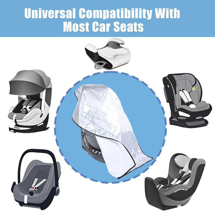 Car Seat Sun Shade Cover Cooling for Baby Car Seat Belts 30% Wider Coverage Summer Car Travel Accessory