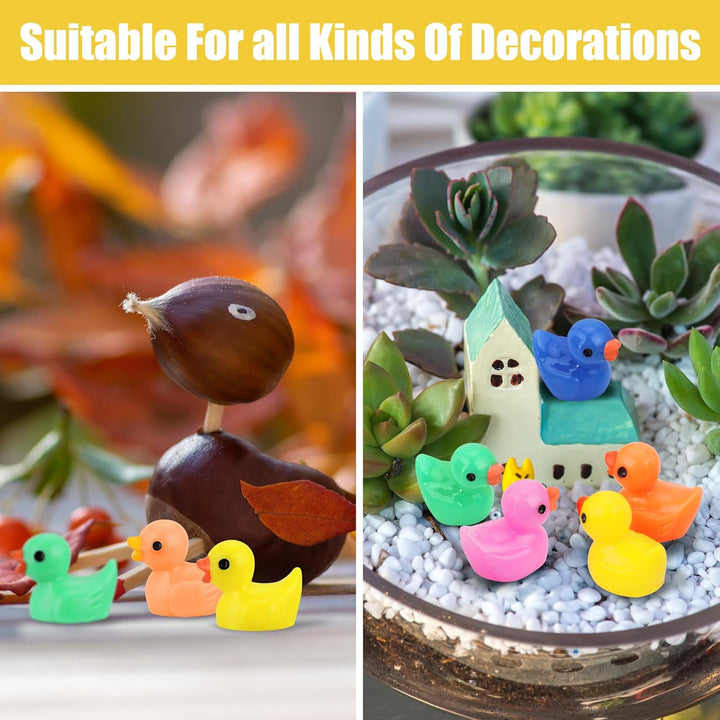 240 Pcs Mini Ducks Tiny Duck Figurines Bulk for Garden Micro Landscape, Mini Resin Ducks for Dollhouse Aquarium Potted Ornament Charms Party Toys DIY Craft Accessories