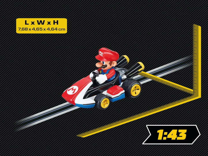 64033 Mario Kart - Mario 1:43 Scale Analog Slot Car Vehicle for GO Electric and Battery Slot Car Racing Track Sets
