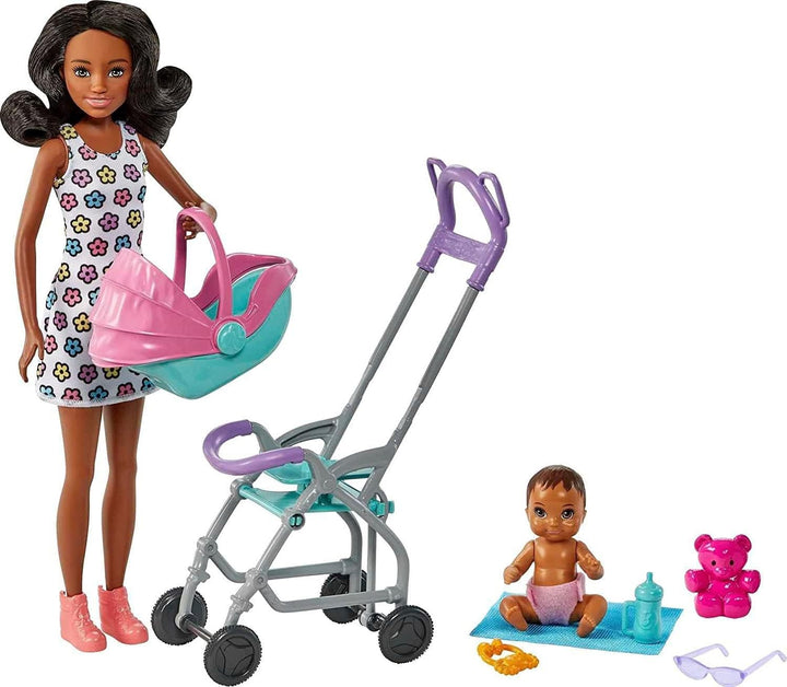 Skipper Babysitters Inc Playset with Doll, Stroller, Baby Doll & 5 Accessories, Remove Stroller Seat for Carrier