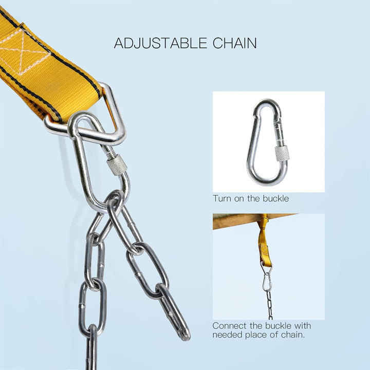 Swing Seat Support 660Lb with 68.9 Inch Anti-Rust Chains Plastic Coated 23.6 Inch Tree Hanging Straps and Locking Buckles Outdoor Playground Tree Swing-Green