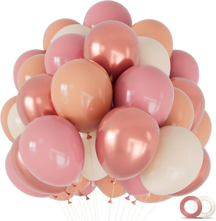 68Pcs Pink and Purple Balloons, 12 Inch Metallic Purple Pink Latex Balloon Confetti Ballons with Ribbons Party Balloons for Wedding Girls Birthday Baby Shower Decorations.