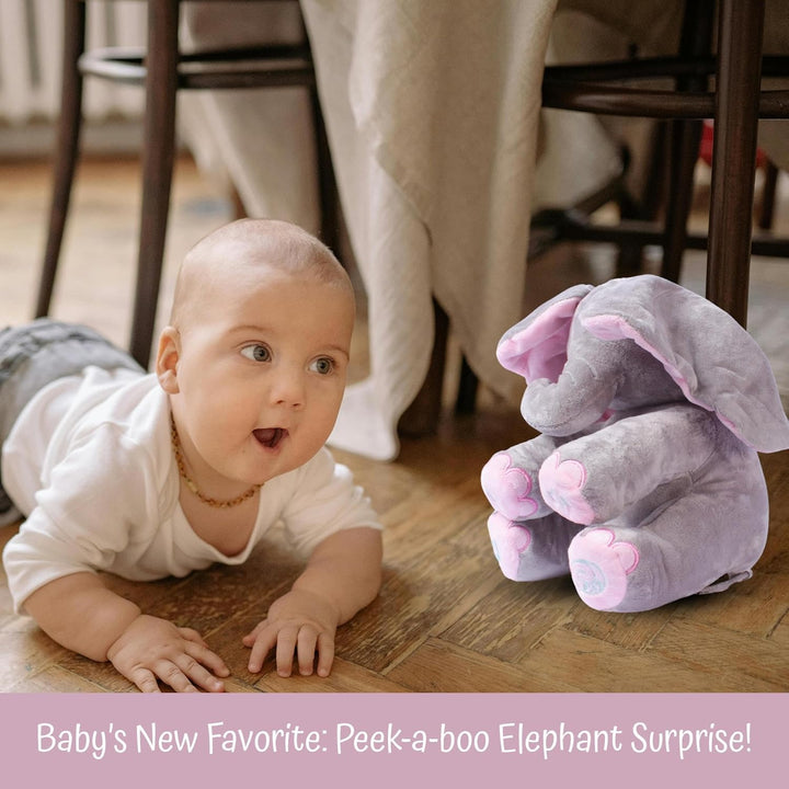 Kaia Peek a Boo Elephant Toy, Interactive Singing Stuffed Elephant Plush with Moving Ears, Musical Stuffed Animal for Babies and Toddlers, Adorable Elephant Baby Toy