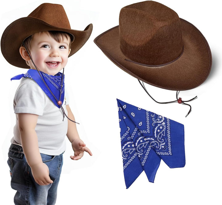 Toddler Cowboy Hat and Blue Bandana for Age 2-5