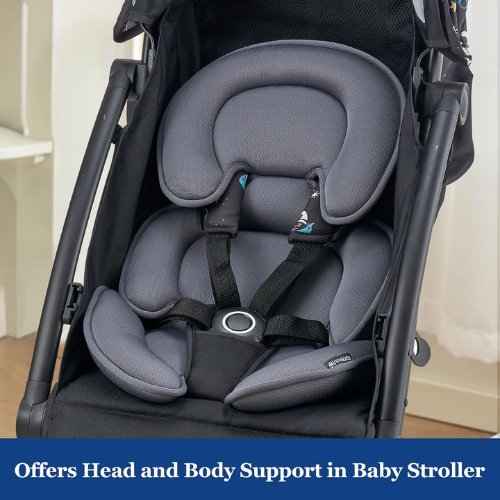 Head and Body Support Pillow Infant Car Seat Insert for Newborn to Toddler Stroller Cushion (Grey)