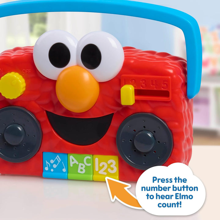Sesame Street Elmo Take along Boombox with Lights & Sounds, 5.5-Inch Interactive Toy, Learning and Education, Kids Toys for Ages 2 Up