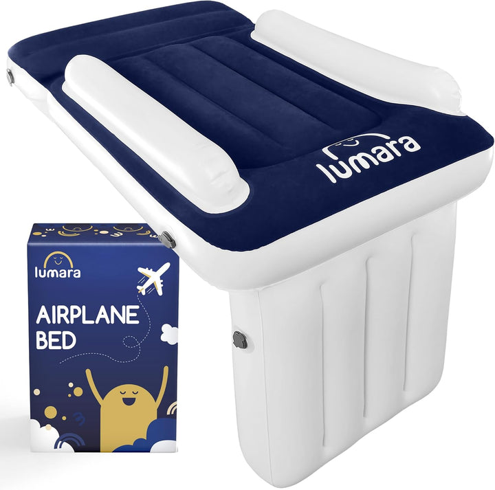 Toddler Airplane Bed - Inflatable Airplane Bed for Toddlers, Plane Baby Seat Extender for Kids - Blow up Air Mattress for Child Flight Sleep with Safety Belt, Innovative Valves, No Pump Needed