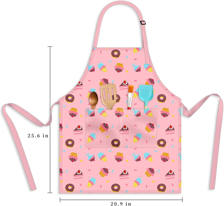 Kids Aprons for Girls Toddler Aprons with Pockets for Kids Cooking Baking Painting Crafting Art Gardening Adjustable