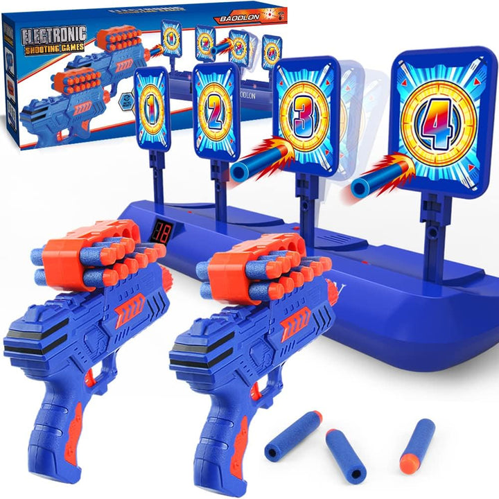 Digital Shooting Targets with Foam Dart Toy Gun, Electronic Scoring Auto Reset 4 Targets, Shooting Game Toys Gifts for Age of 5, 6, 7, 8, 9, 10+ Years Old Kids, Boys, Compatible with 2 Toy Gun
