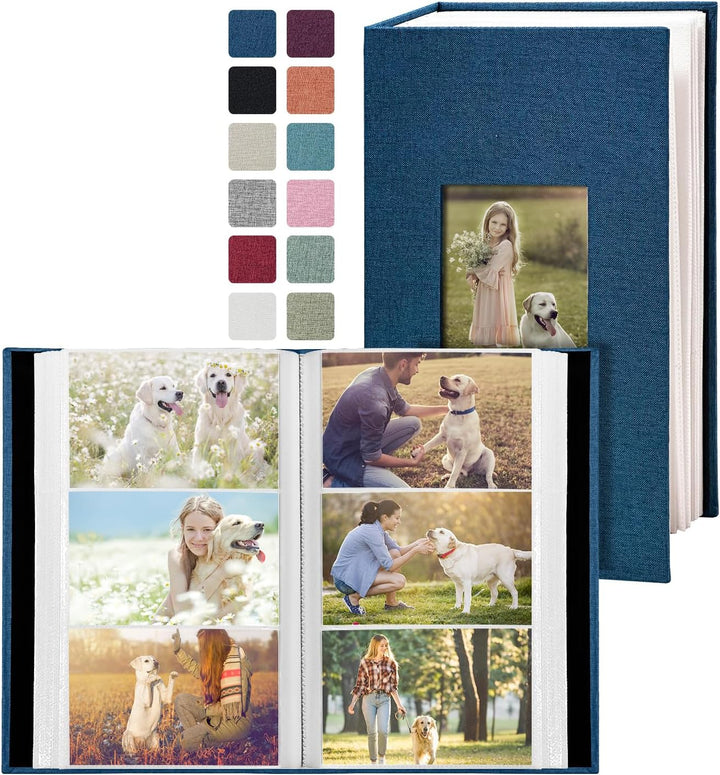 Photo Album 4X6 100 Pockets, Linen Cover Top Loader Vertical, Slip-In Picture Grey Pockets Albums for Wedding, Family, Anniversary, Baby, Vacation