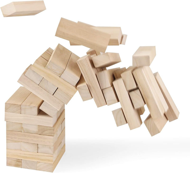 Giant Tumble Tower Game, Large Tumbling Tower Stacking to over 4 FT 54Pcs Wooden Jumbo Blocks for outside Yard Games with Carry Case Timber Stacking Game Night Toy Gift for Kids Adults Family