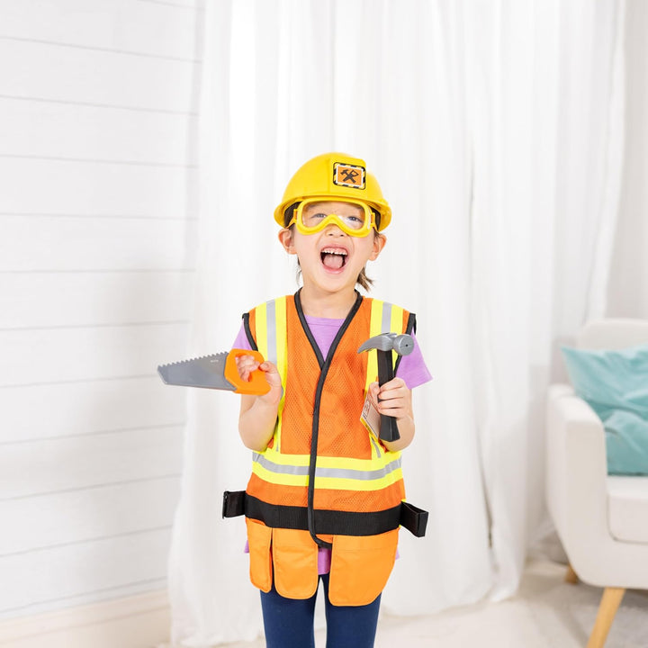 Construction Worker Role Play Costume Dress-Up Set (6 Pcs) Frustration-Free Packaging - Pretend Construction Worker Outfit, Construction Worker Costume Set for Kids, Toddlers Ages 3+