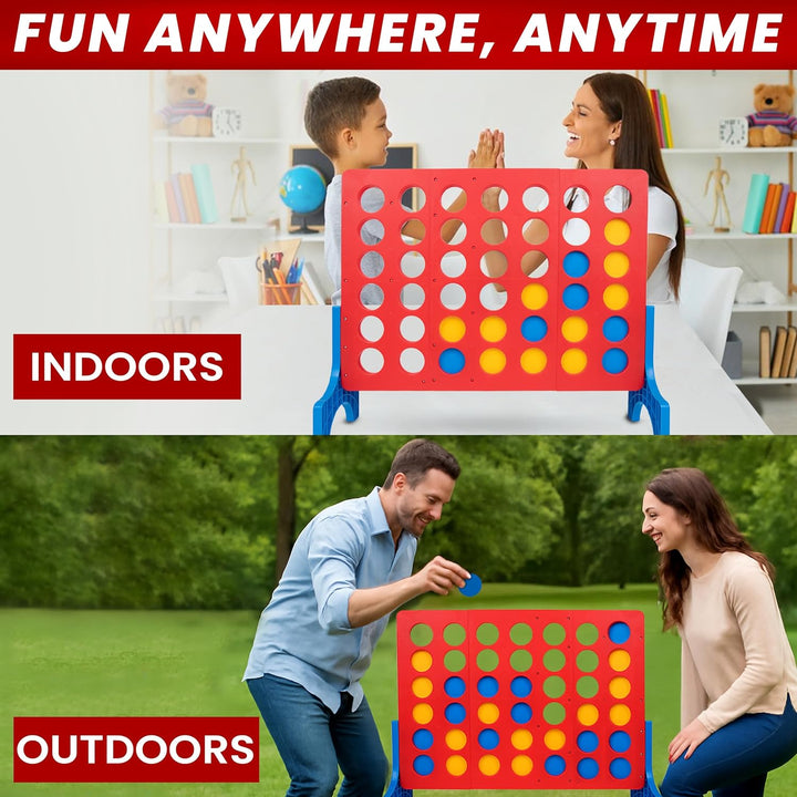 4 in a Row Tabletop Game – 1.8 Ft 4 to Score Game for Kids & Adults, Indoor/Outdoor Family Yard, Portable Party for Home, Picnic & Travel, Plastic Version.