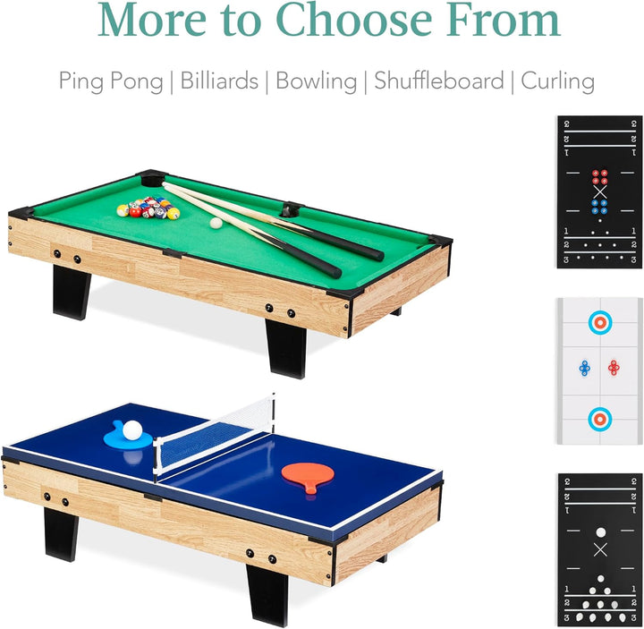 11-In-1 Kids Combo Game Table Set for Home, Game Room W/Ping Pong, Foosball, Table Hockey, Chess, Checkers, Shuffleboard, Bowling, 5 Accessory Bags